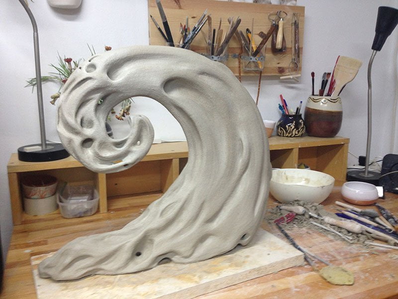 wave sculpture in process amelia johannsen