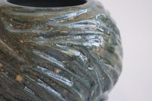 closeup textured ceramic vase