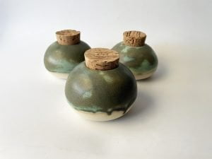 green ceramic jars
