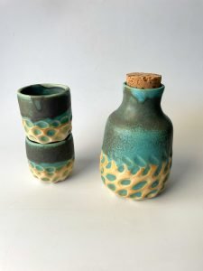 ceramic bottle and cups set