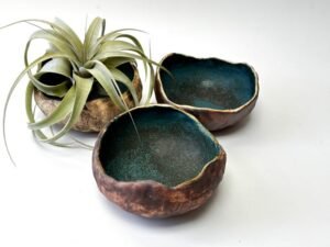 rustic blue ceramic bowls