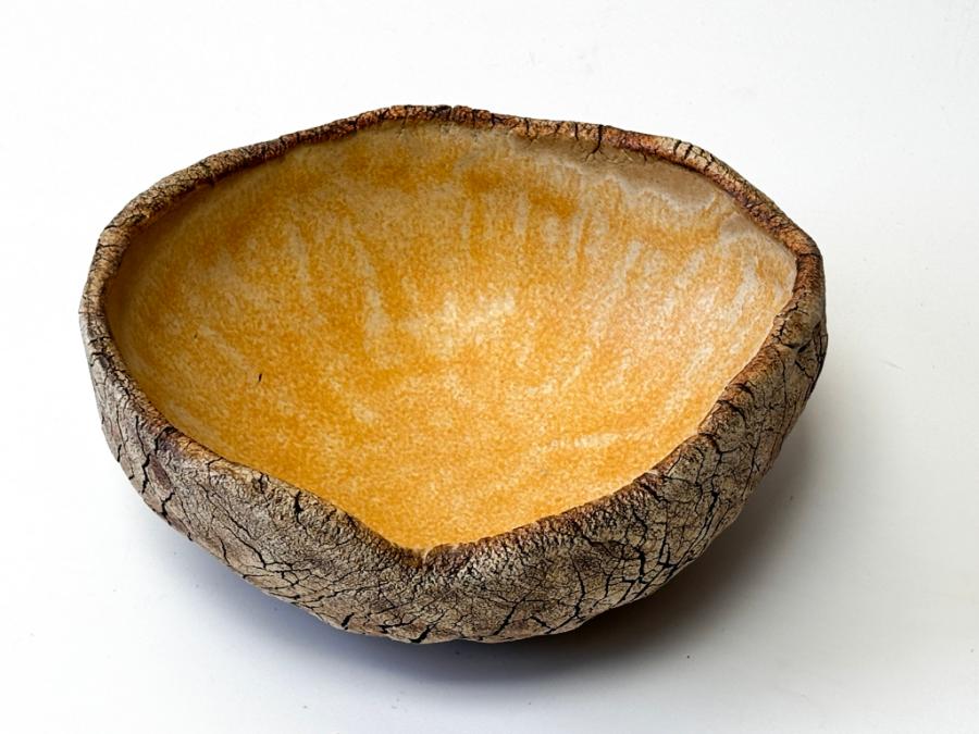 rustic yellow ceramic bowl