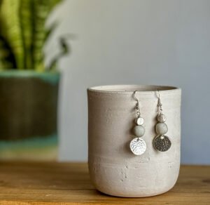 Porcelain and Silver Dangle Earrings