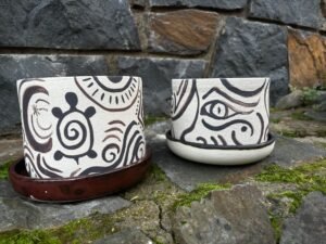 painted ceramic planters